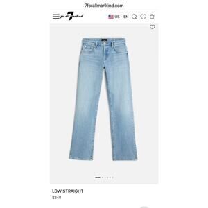 7 for All Mankind Low Straight Jeans.Size 28 NWTs. Color Seabreeze.